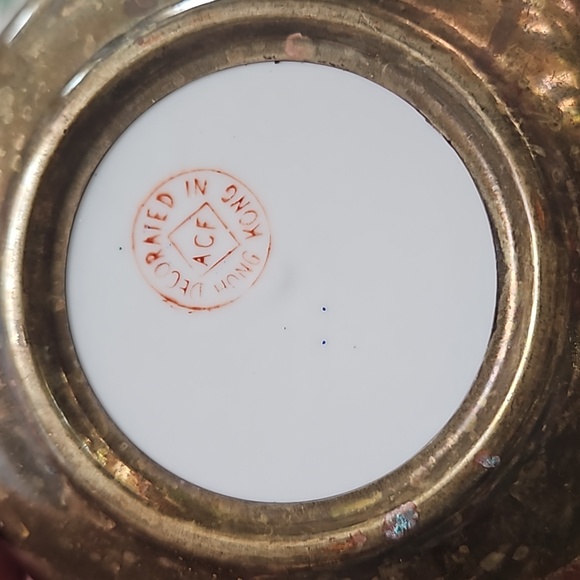 Gilt brass Antique China export marked brass porcelain Qing SALE- stamped - Picture 10 of 14